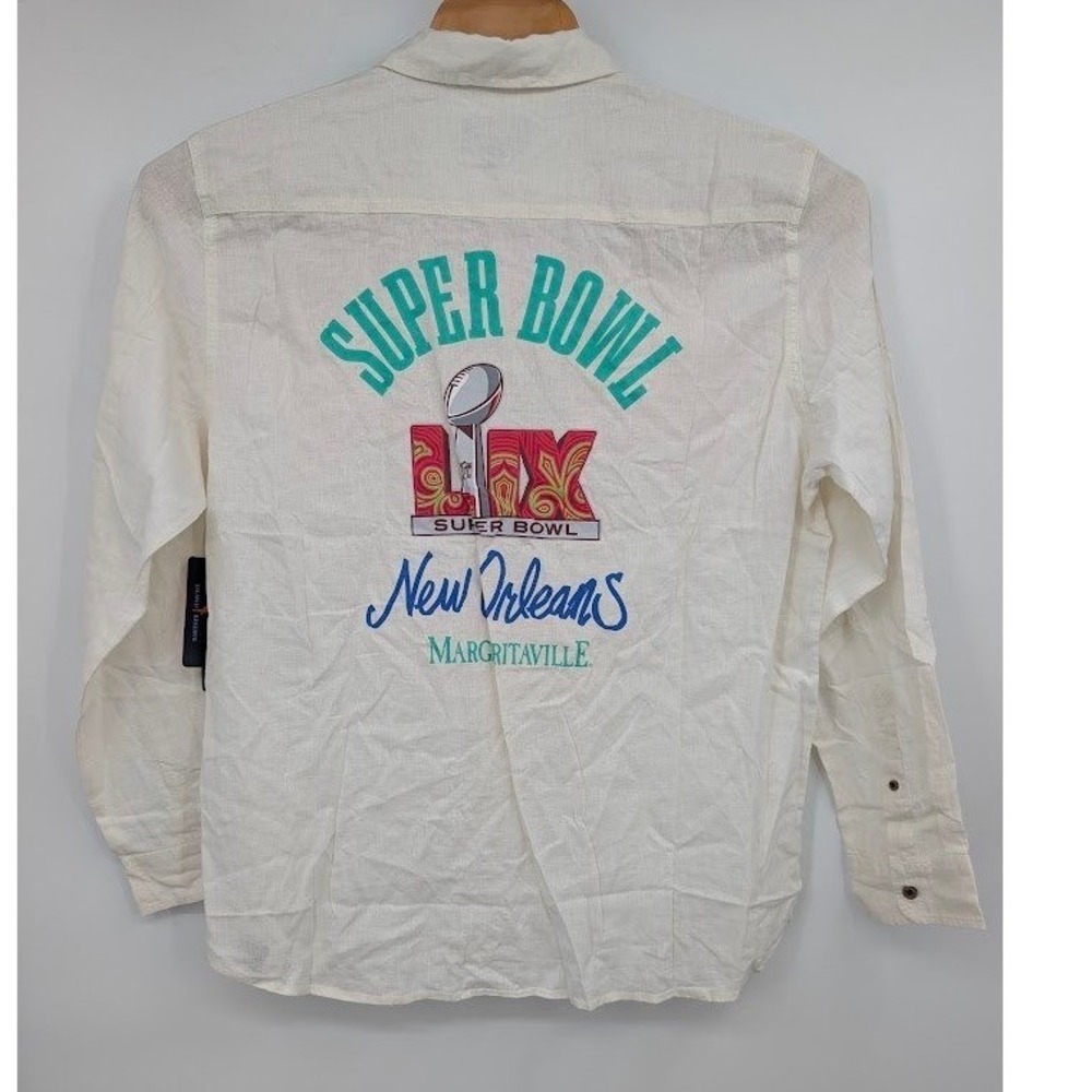 Margaritaville NFL Superbowl LIX New‎ Orleans Linen Long sleeve button up NWT XL